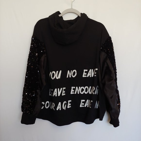 Nanhan hoodie with sequin balloon sleeves and quote - Picture 6 of 14